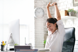 Business woman relaxing in her office