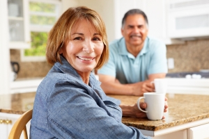 Senior citizen couple in their kitchen