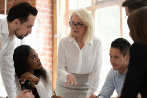 Business team discussing a project