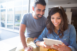 Couple using a tablet