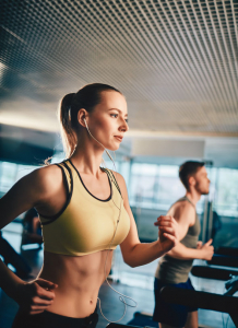 Woman running on a treadmill