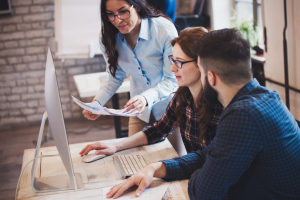 Company employees working in an office