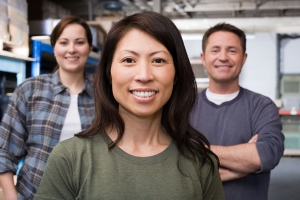 Coworkers in a warehouse