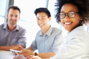 Three Business Professionals Working Together